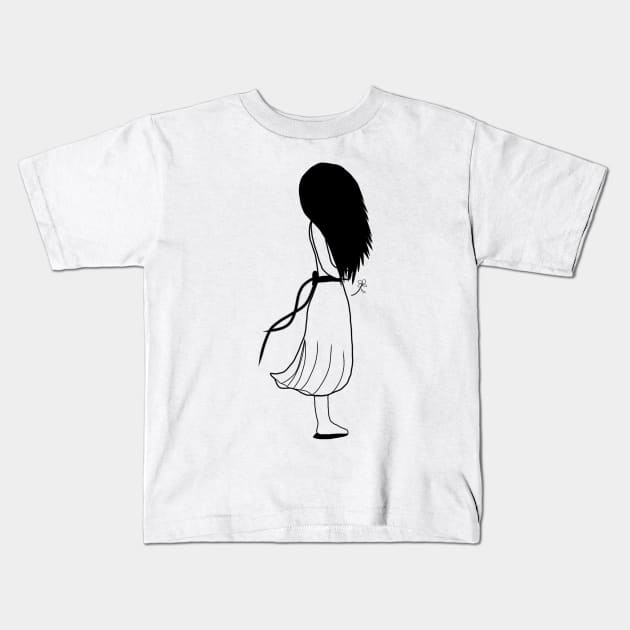 Girl with Flower Kids T-Shirt by RavenRarities